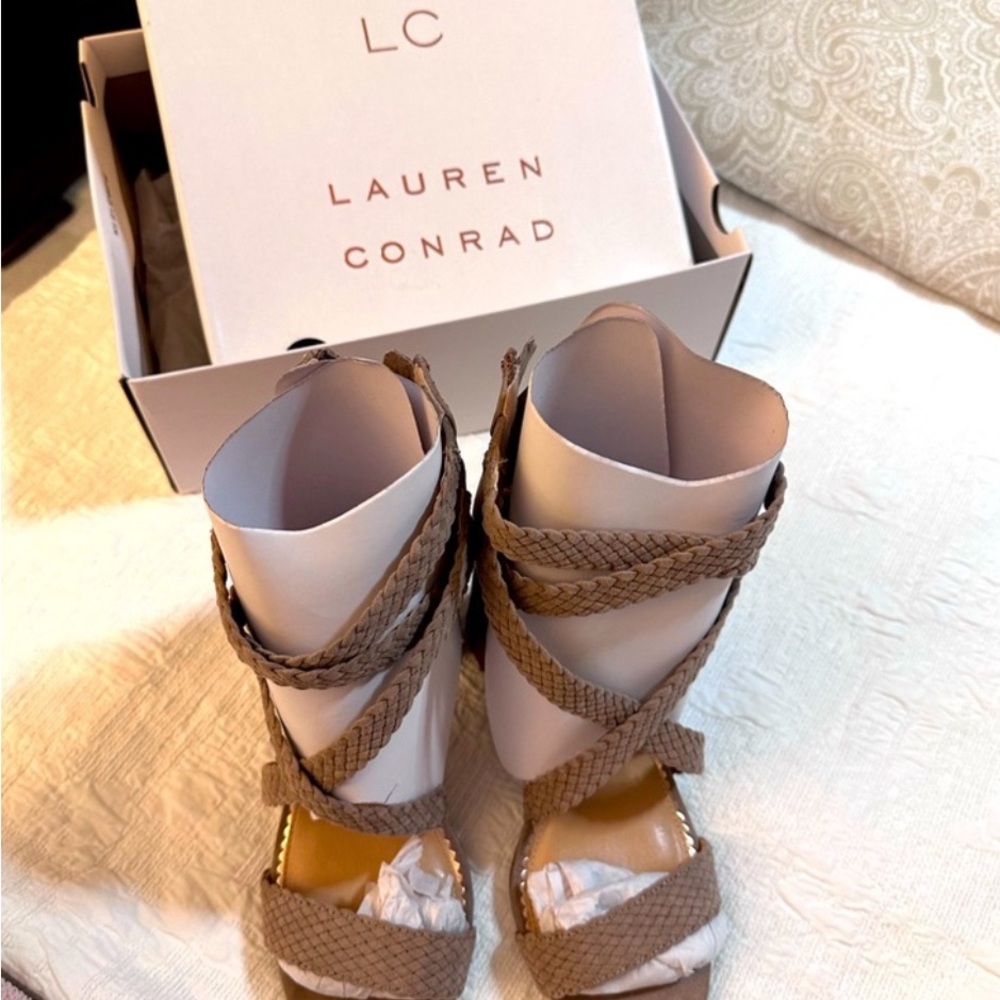 LC Lauren Conrad Women's Brown Braided Heels